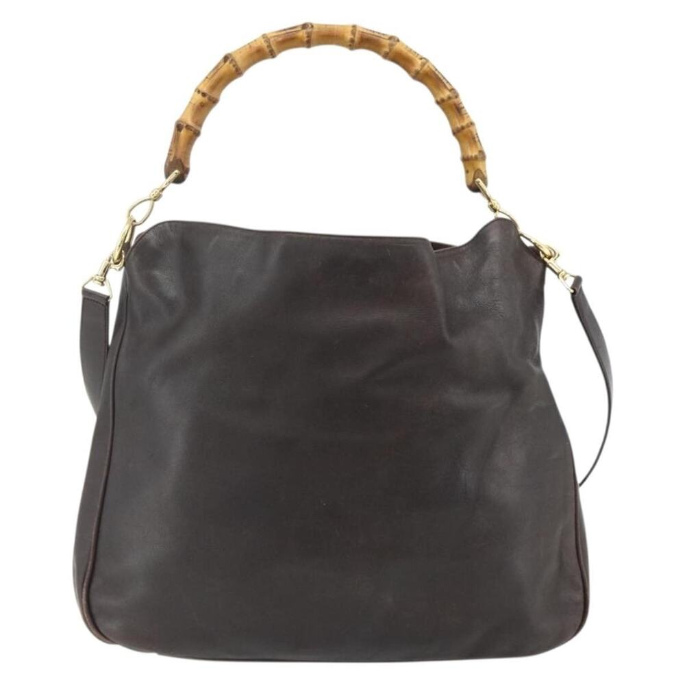 Gucci Bamboo Leather Handbag Brown